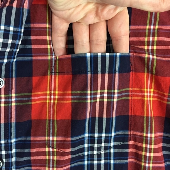 Logan Hill Button Down Plaid Shirt Medium 100% Cotton Short Sleeve - Picture 3 of 12